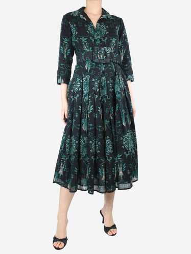 Samantha Sung Black and green wool belted dress - 