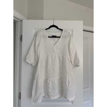 GAP White Crinkle Gauze Tiered Mini Dress Size Sm… - image 1