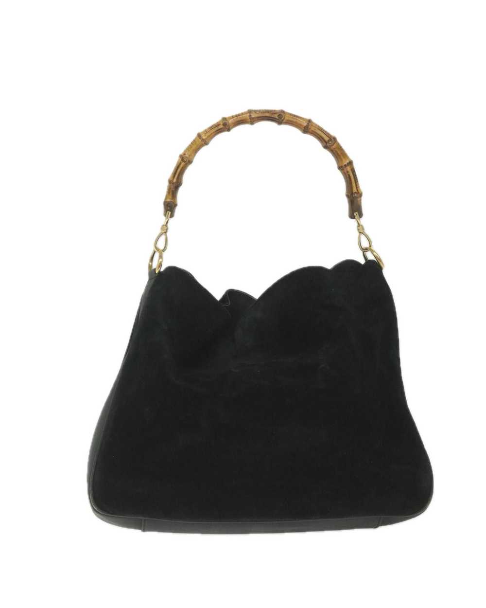 Gucci Black Suede Shoulder Bag with Bamboo Handle - image 2
