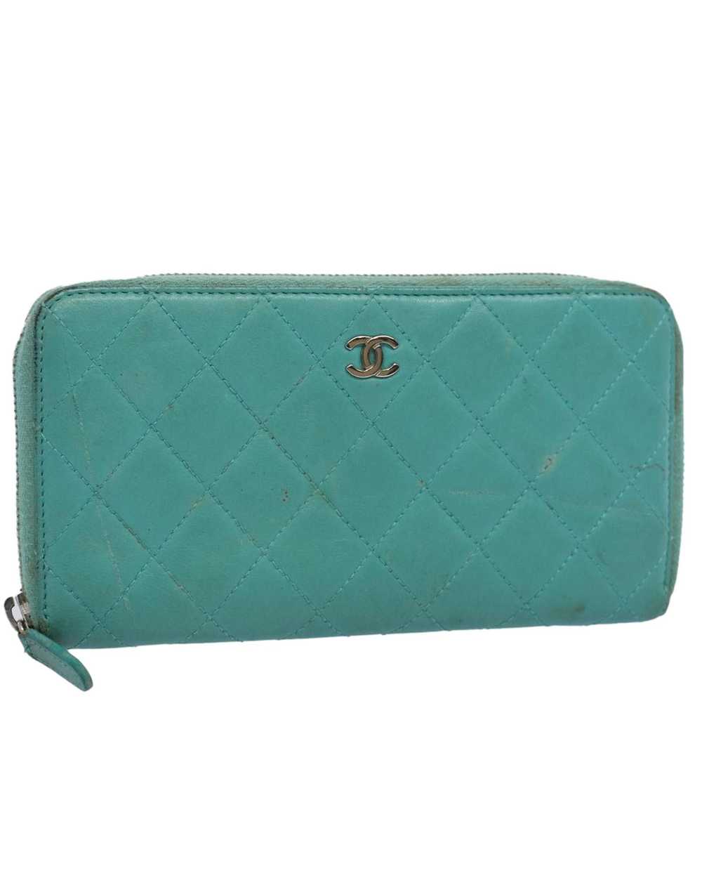 Chanel Turquoise Blue Lamb Skin Matelasse Wallet - image 1