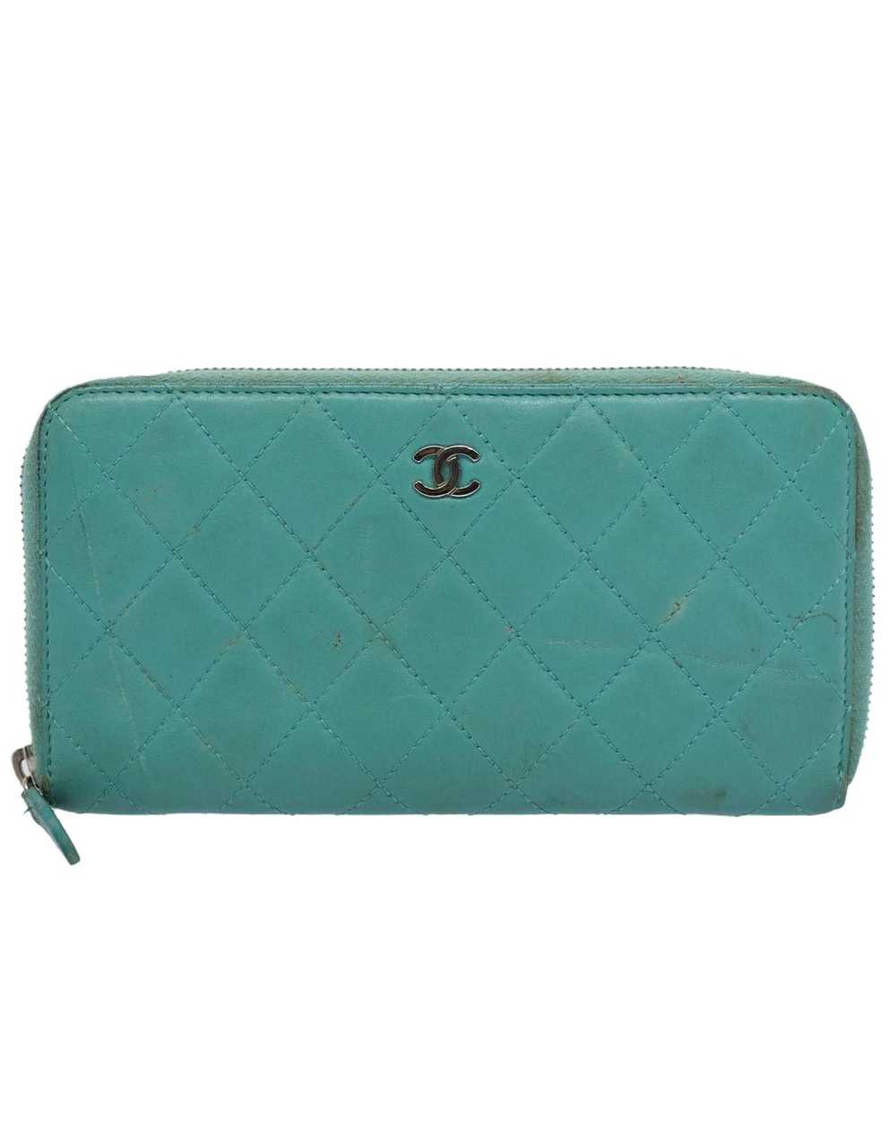 Chanel Turquoise Blue Lamb Skin Matelasse Wallet - image 2