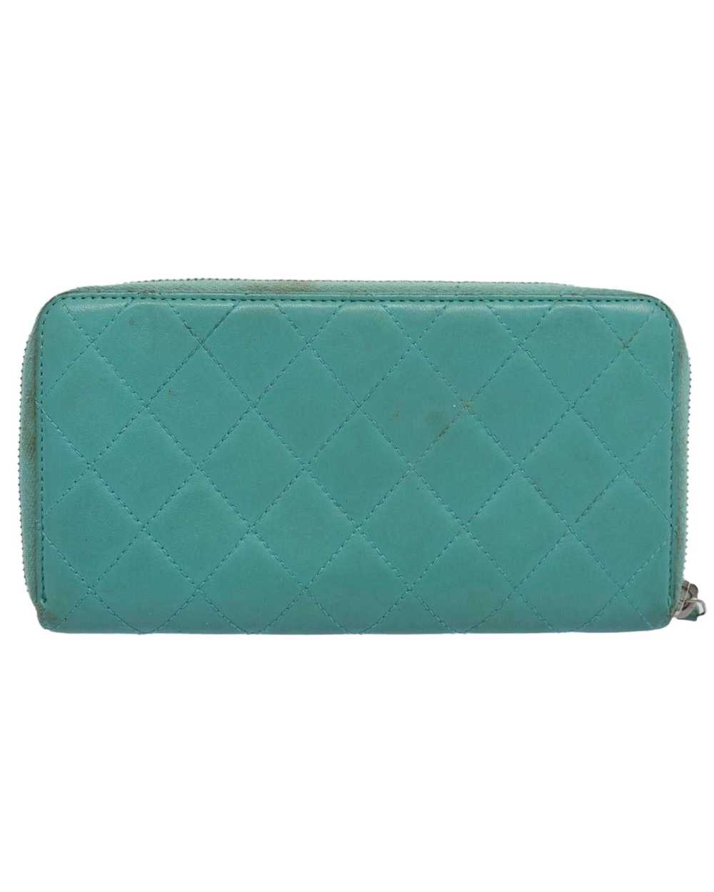 Chanel Turquoise Blue Lamb Skin Matelasse Wallet - image 3