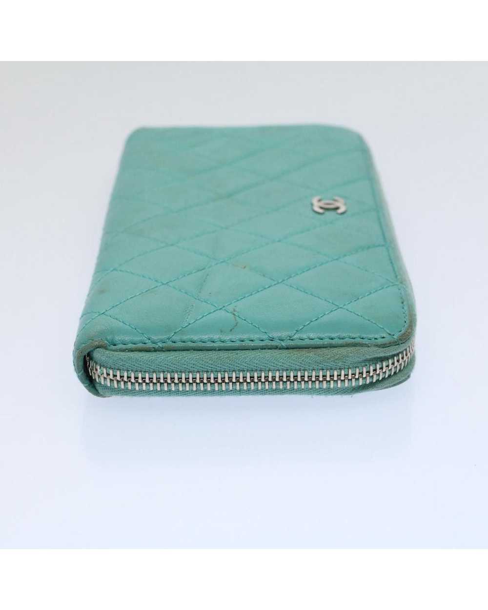 Chanel Turquoise Blue Lamb Skin Matelasse Wallet - image 5