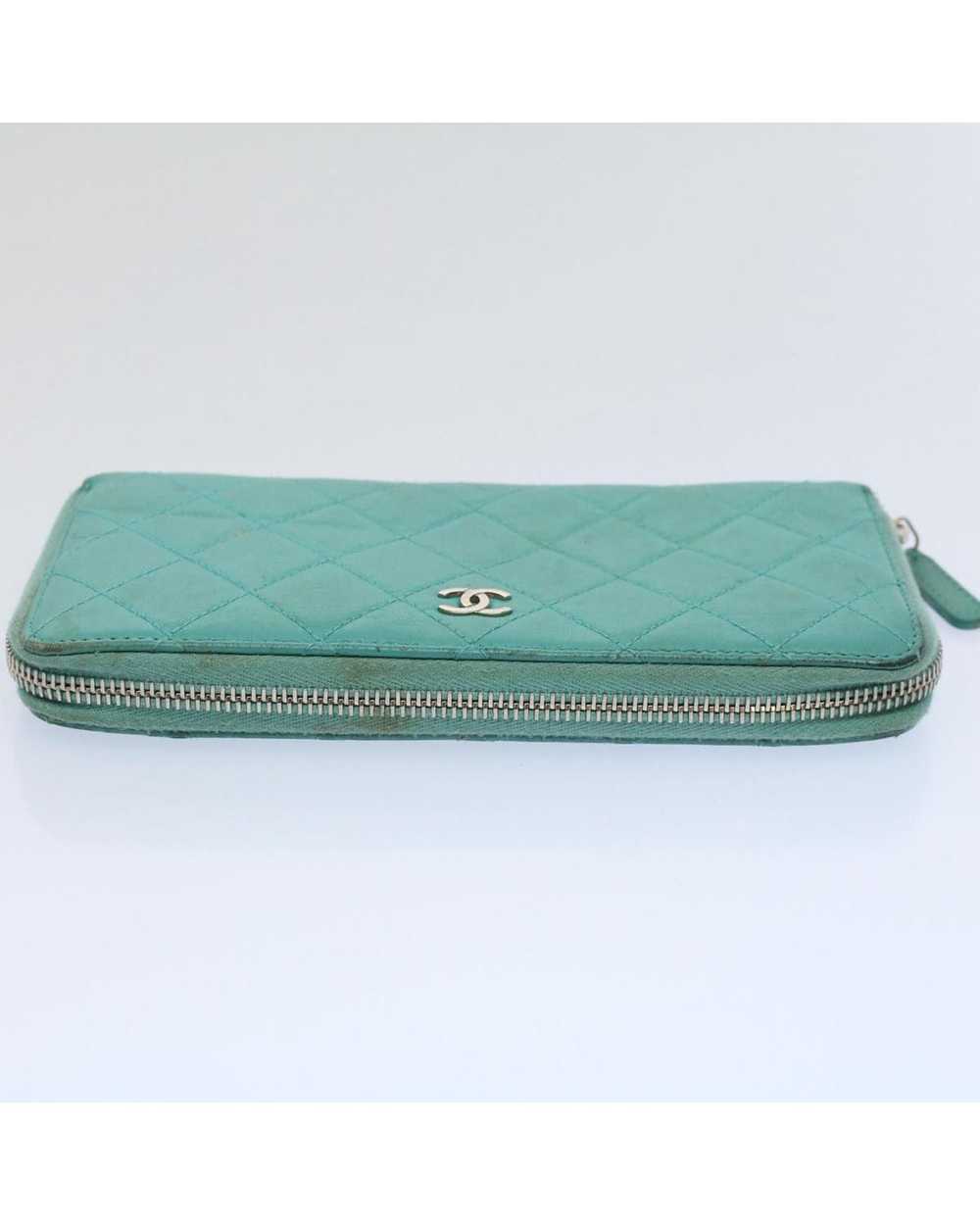 Chanel Turquoise Blue Lamb Skin Matelasse Wallet - image 6