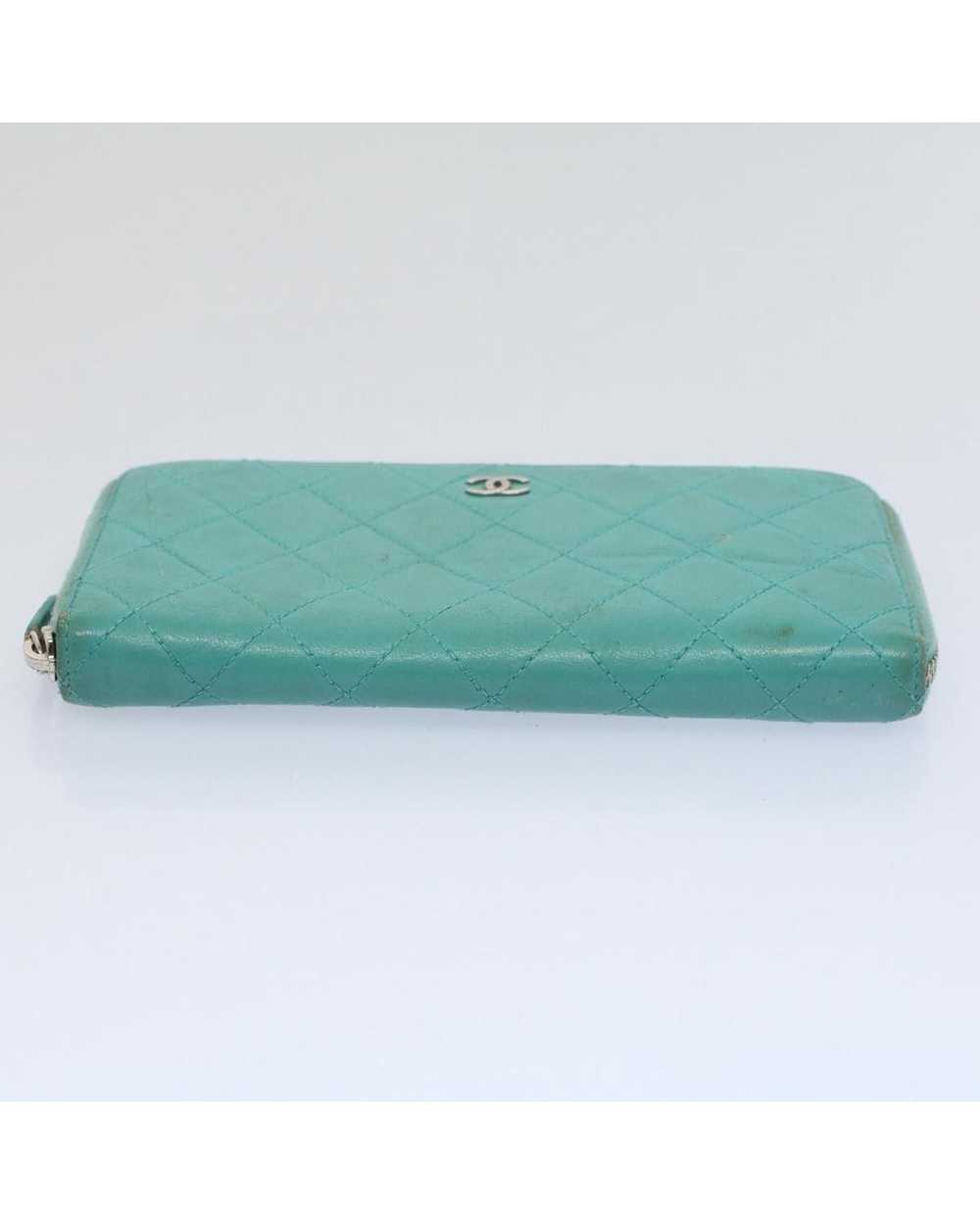 Chanel Turquoise Blue Lamb Skin Matelasse Wallet - image 7