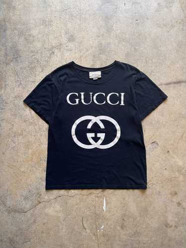 Gucci Classic White on Black Gucci Logo Tee