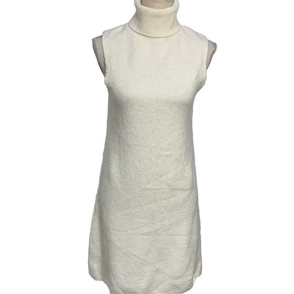 Zara Ivory Turtleneck Sleeveless Knit Dress Size … - image 3
