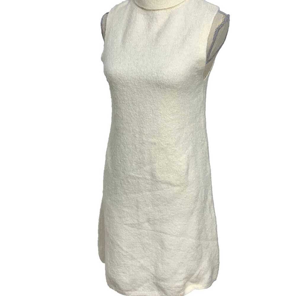 Zara Ivory Turtleneck Sleeveless Knit Dress Size … - image 4