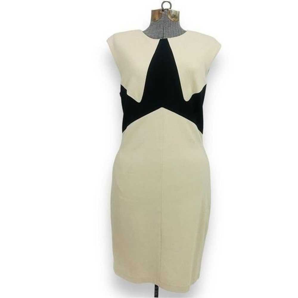 Bebe Colorblock Cap Sleeve Sheath Dress Black & W… - image 1