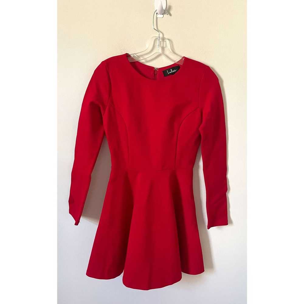 Lulus Long Sleeve Fit and Flare Mini Dress Red Si… - image 1