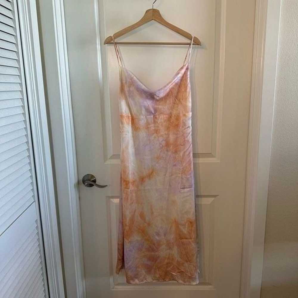Lulus Tranquil State Tie Dye Satin Midi Dress - image 1
