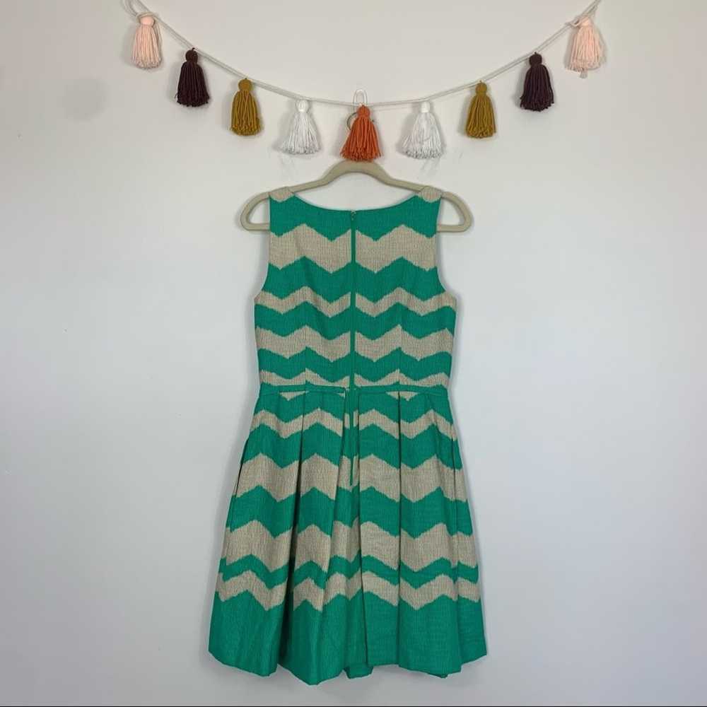 Just…Taylor Fit & Flare Green Tan Chevron Pattern… - image 10
