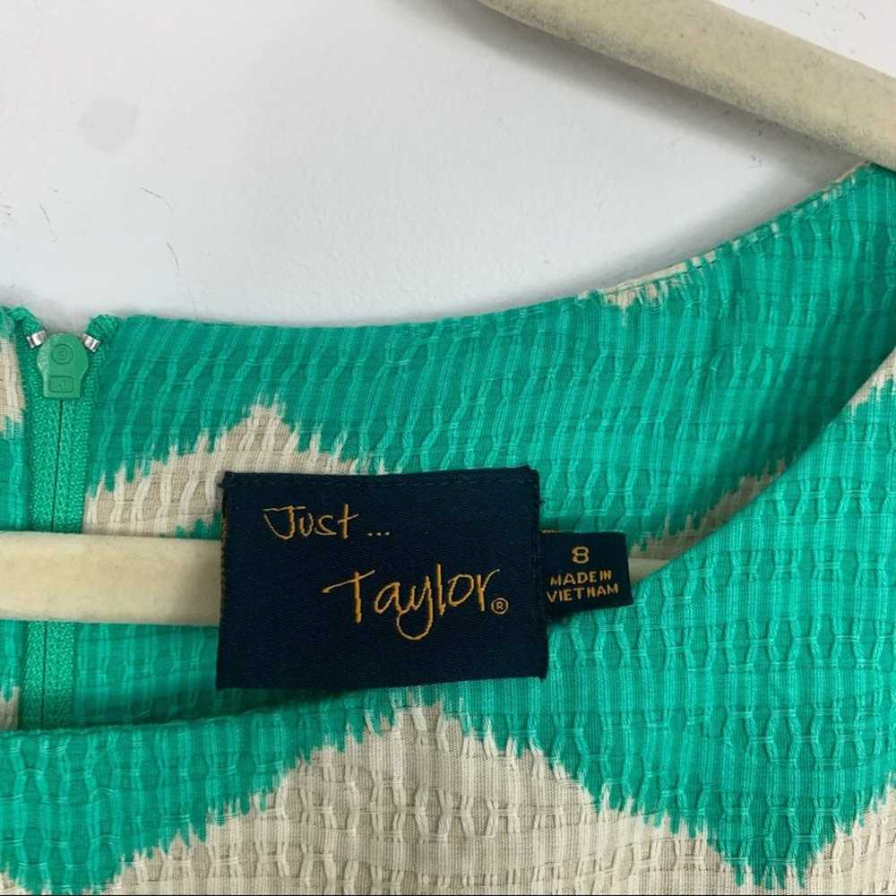 Just…Taylor Fit & Flare Green Tan Chevron Pattern… - image 3