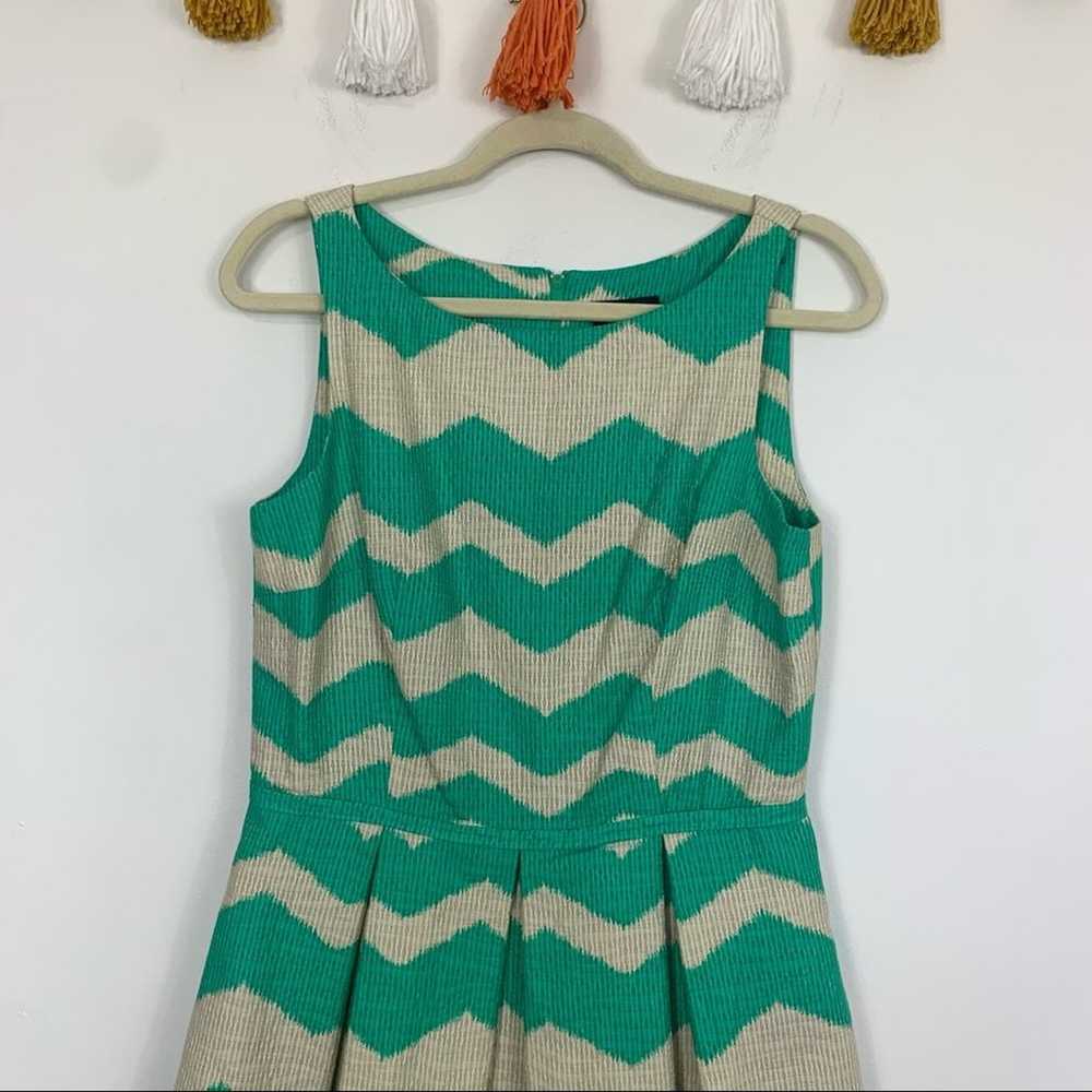 Just…Taylor Fit & Flare Green Tan Chevron Pattern… - image 4