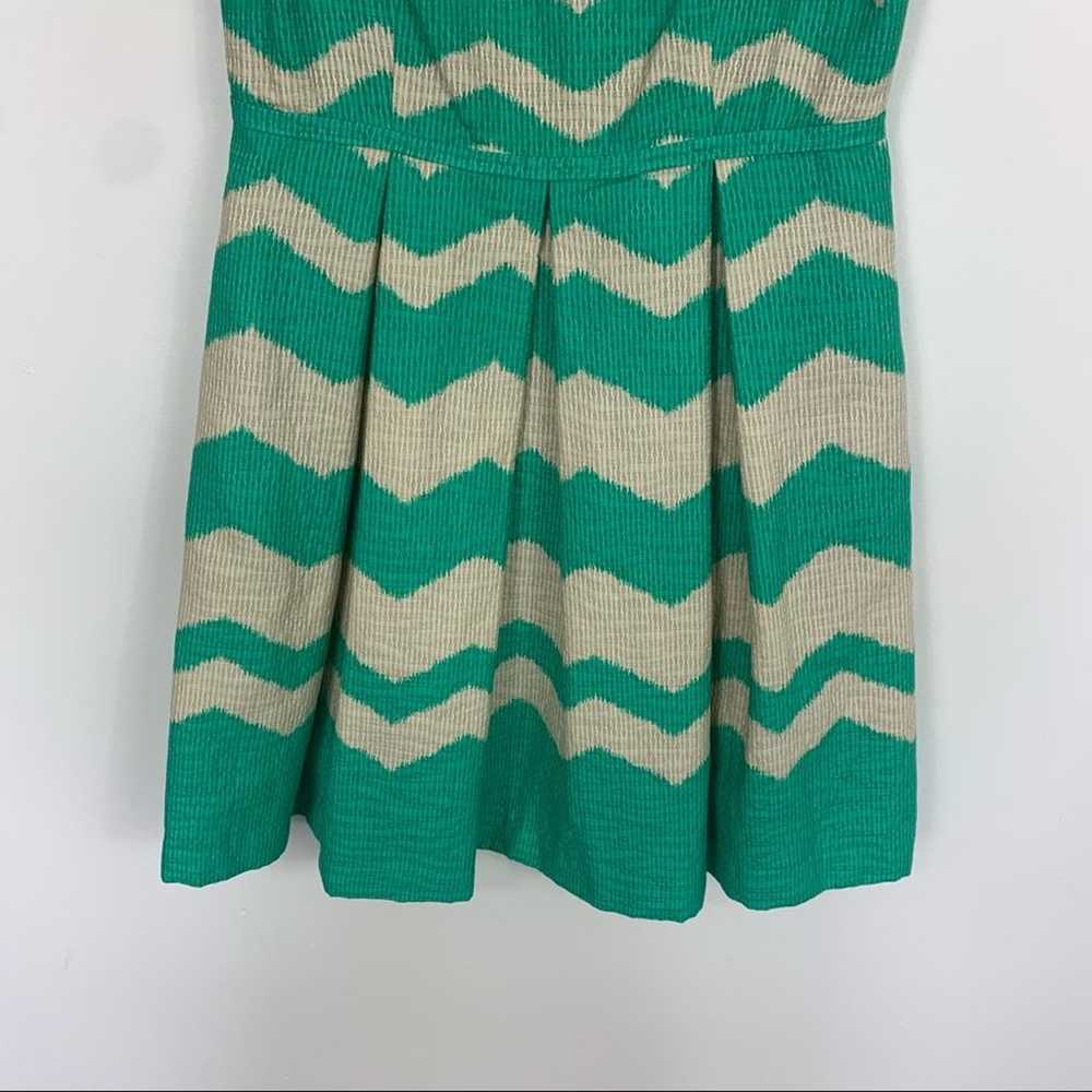 Just…Taylor Fit & Flare Green Tan Chevron Pattern… - image 5