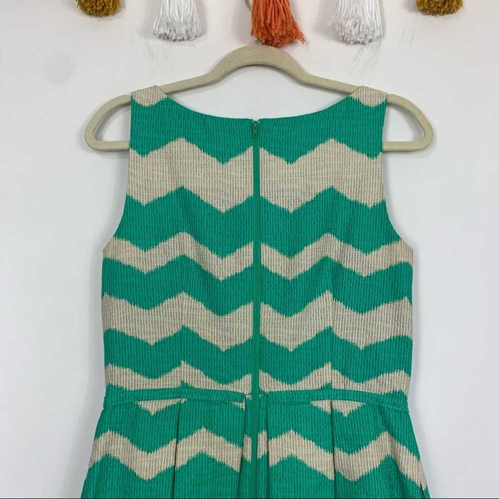 Just…Taylor Fit & Flare Green Tan Chevron Pattern… - image 7