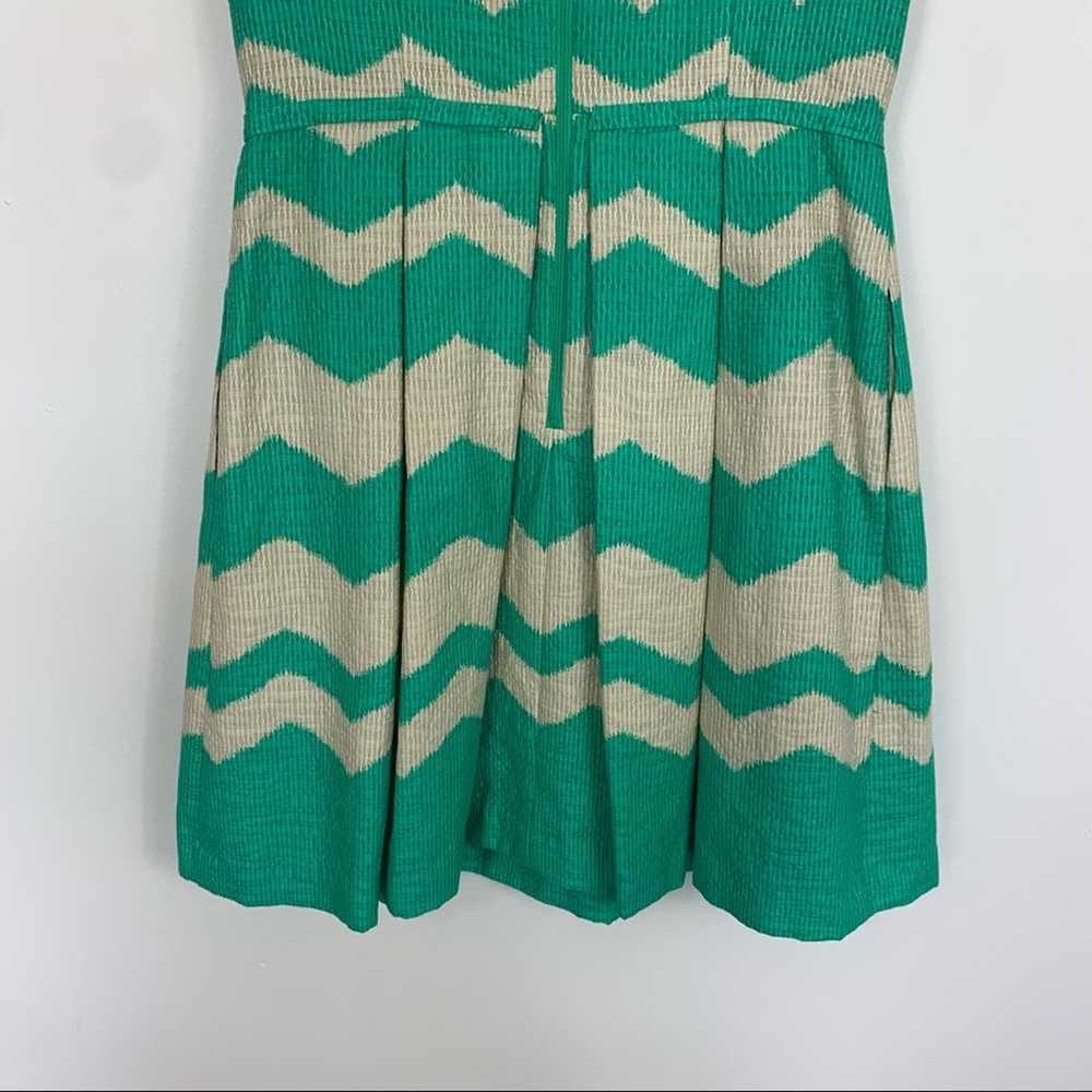 Just…Taylor Fit & Flare Green Tan Chevron Pattern… - image 8