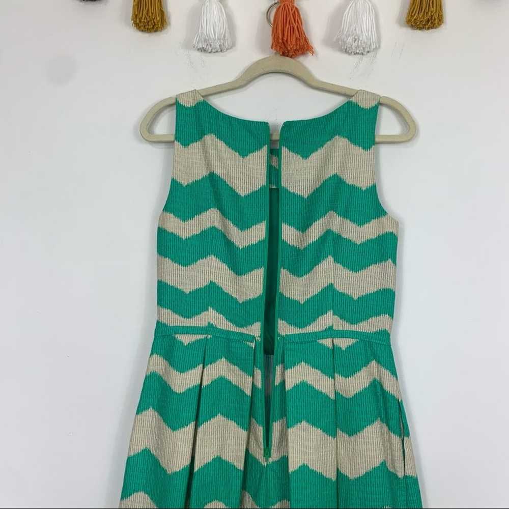 Just…Taylor Fit & Flare Green Tan Chevron Pattern… - image 9