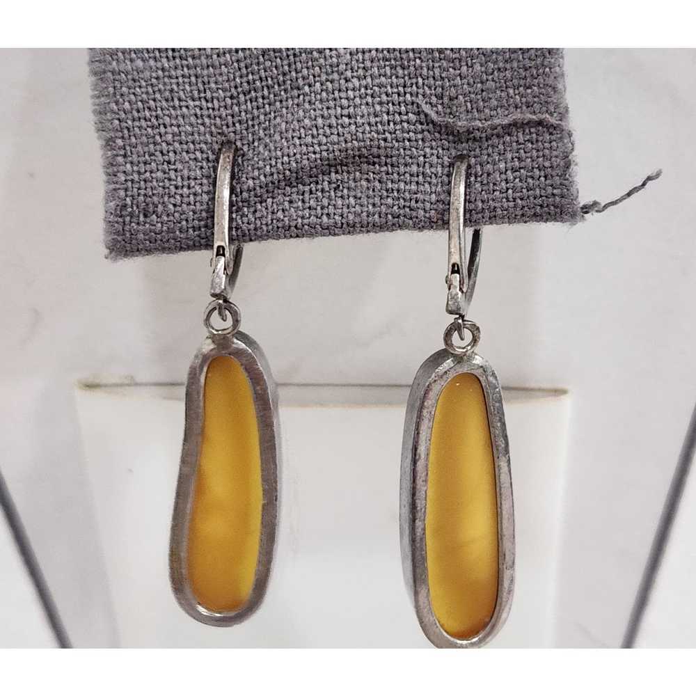 Other VTG Silver Orange Oblong Stone Dangle Earri… - image 2