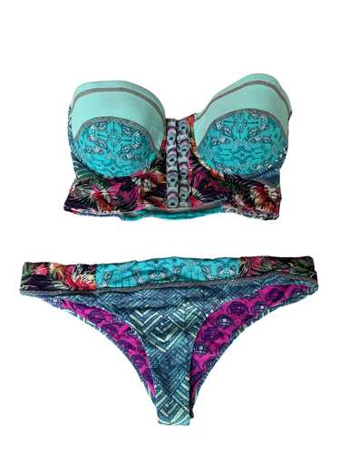 Maaji Teal floral reversible tankini