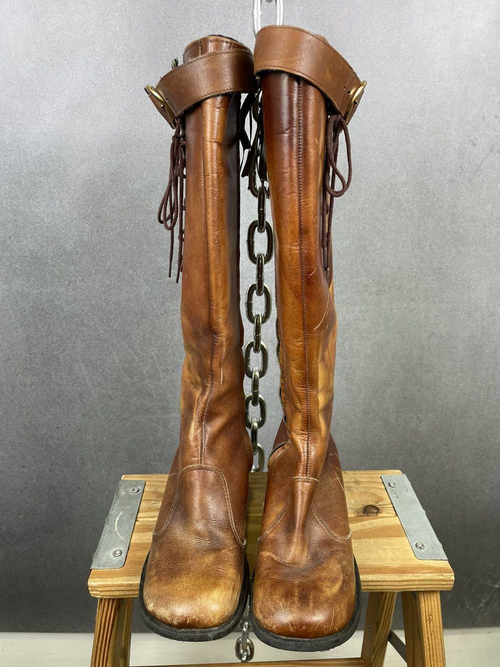 Vintage Vintage 60s brown leather tall riding boo… - image 6