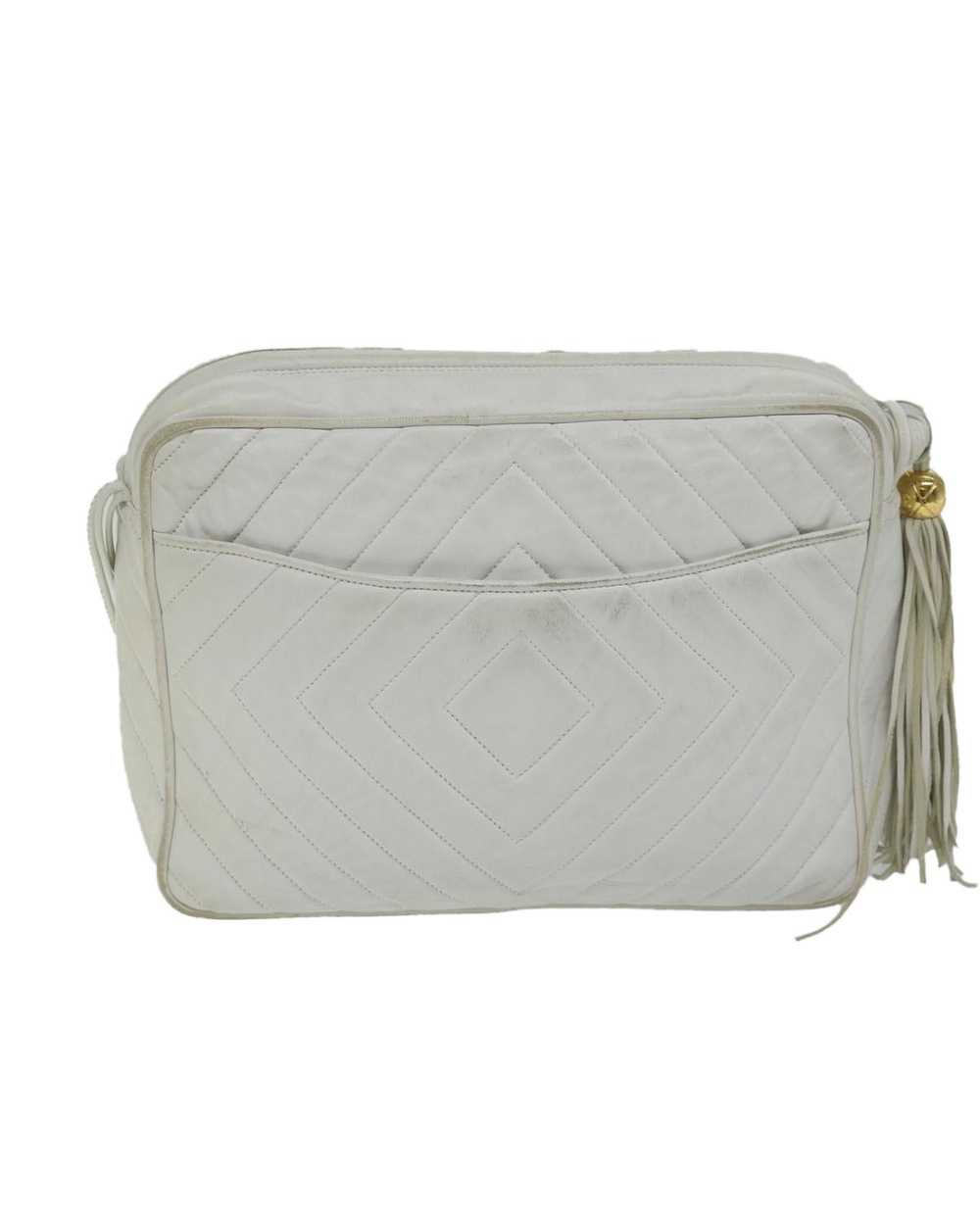 Chanel Quilted Fringe Shoulder Bag Lamb Skin in W… - image 3