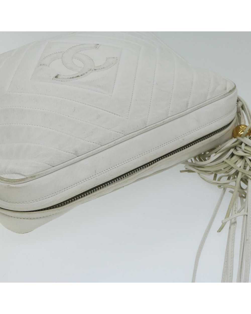 Chanel Quilted Fringe Shoulder Bag Lamb Skin in W… - image 7