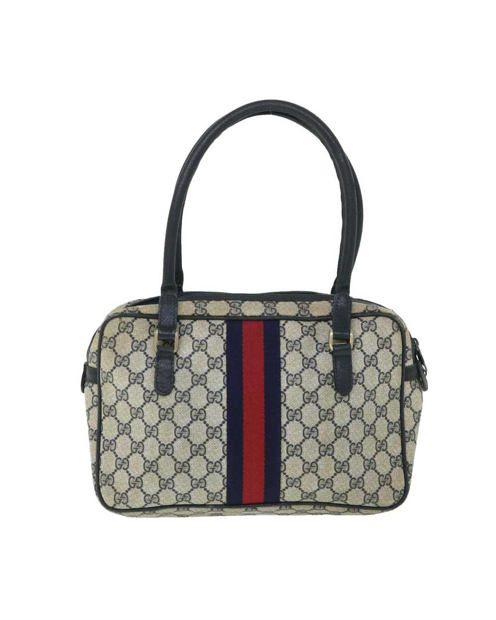 Gucci Canvas Handbag with Red and Navy Accents - image 2