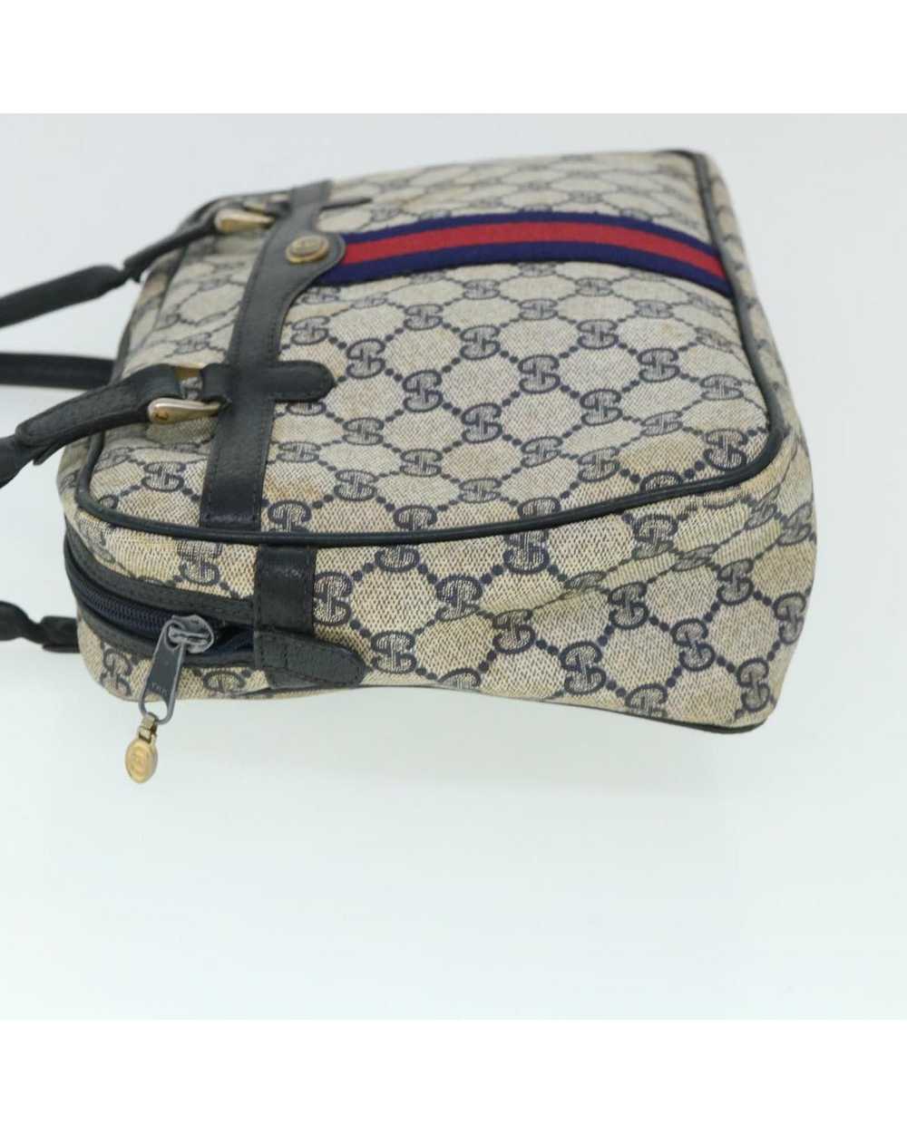 Gucci Canvas Handbag with Red and Navy Accents - image 4