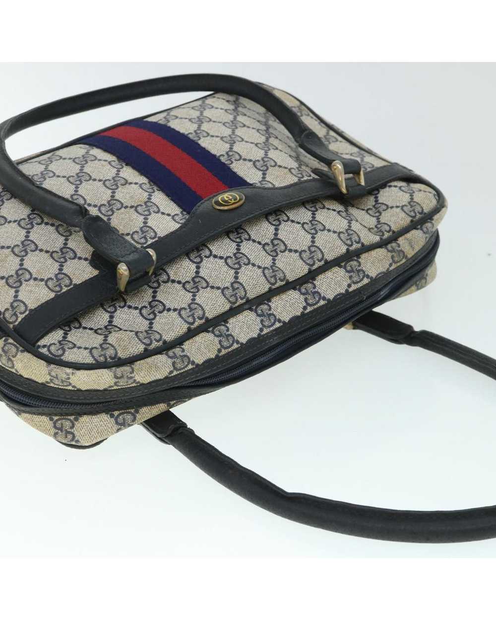 Gucci Canvas Handbag with Red and Navy Accents - image 6