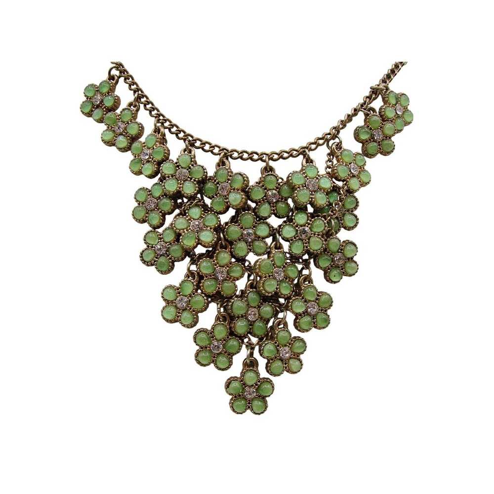 Other × Vintage Sage Green Stone Bib Floral Clust… - image 2