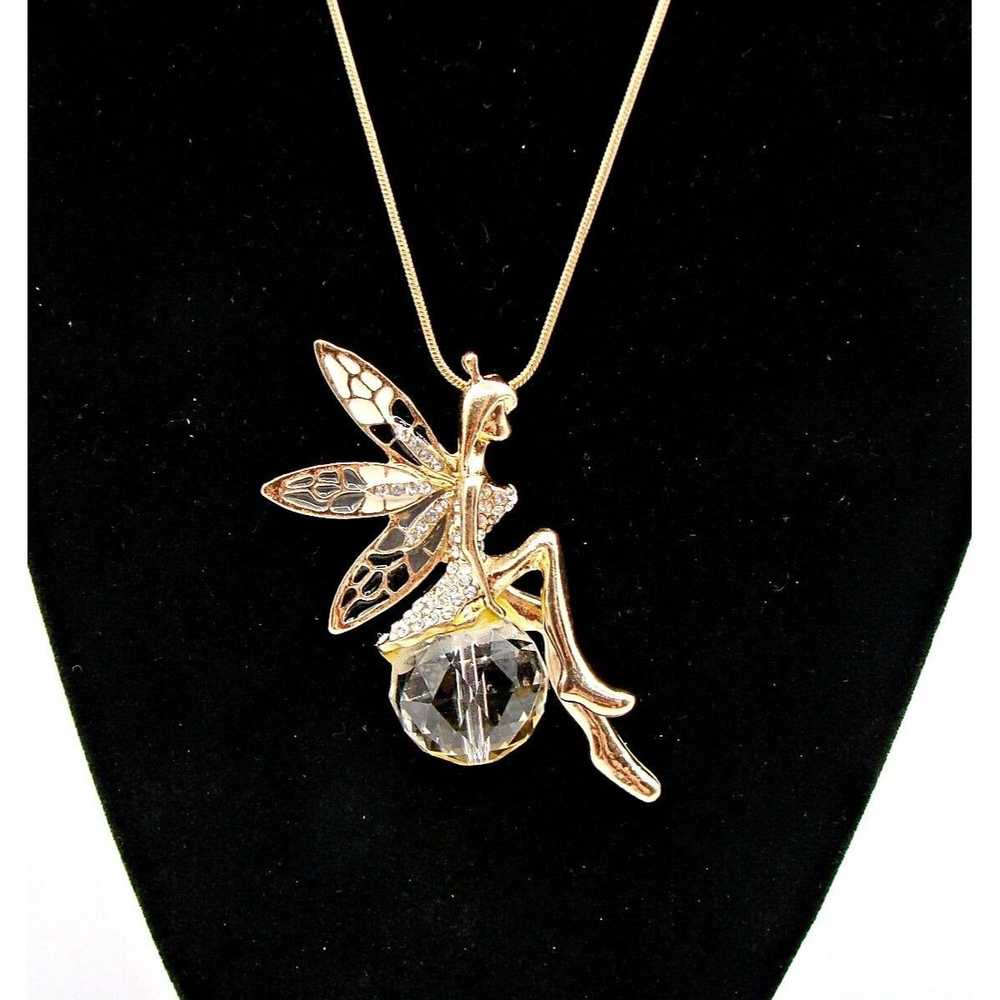 Other × Vintage Fairy Tinkerbell Necklace Enamel … - image 1