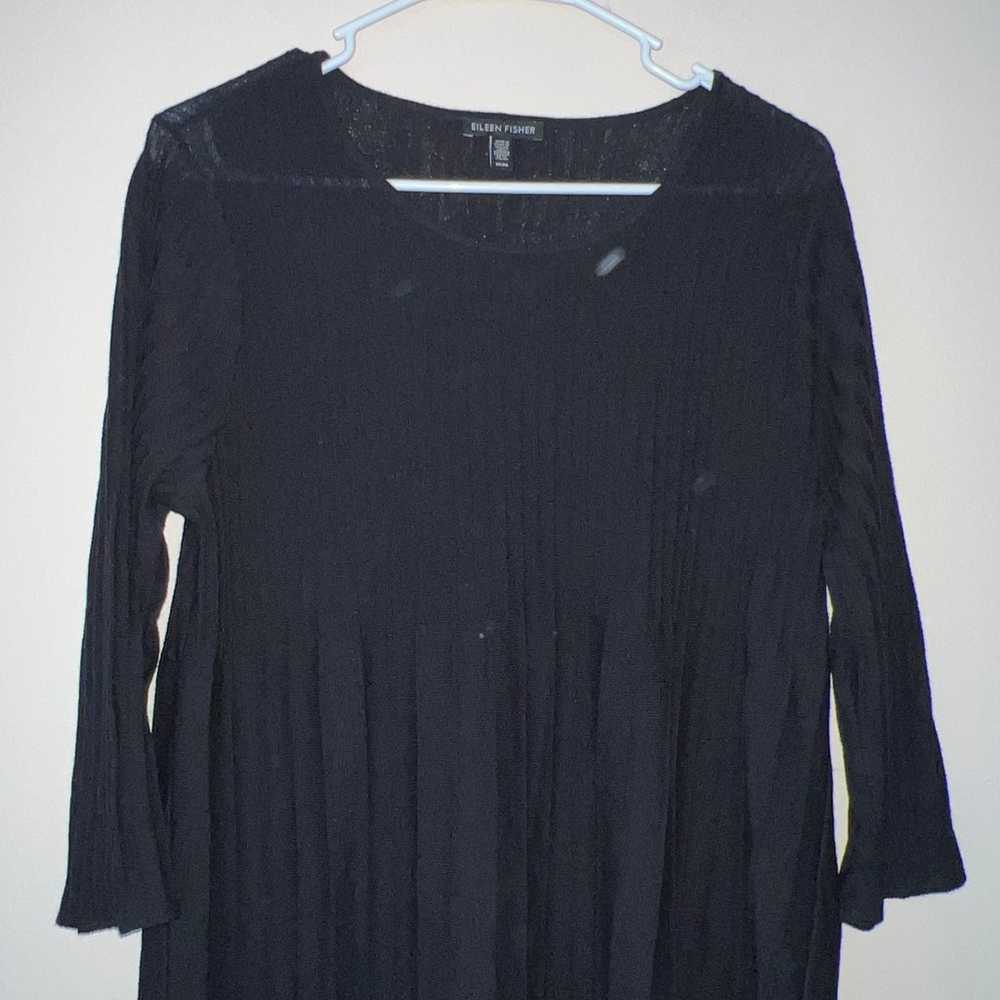 Eileen Fisher Wool Black Ribbed Knee-length Dress… - image 3