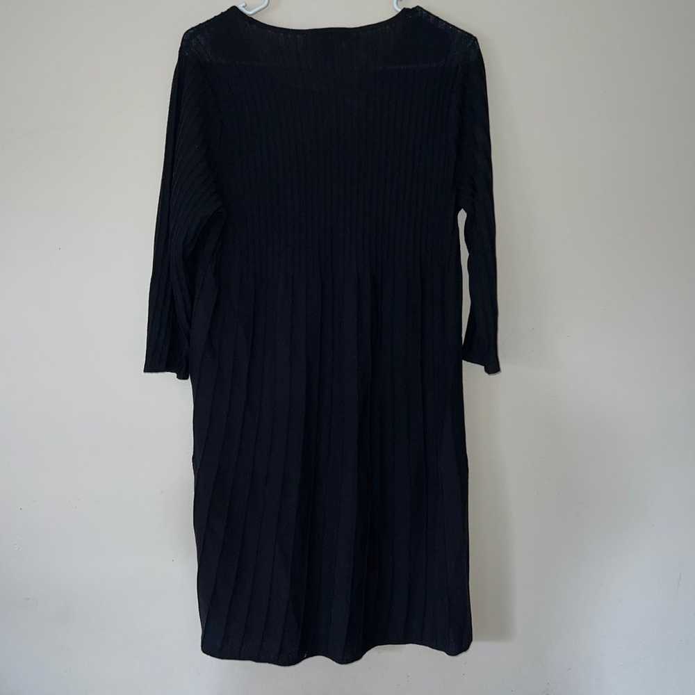 Eileen Fisher Wool Black Ribbed Knee-length Dress… - image 6