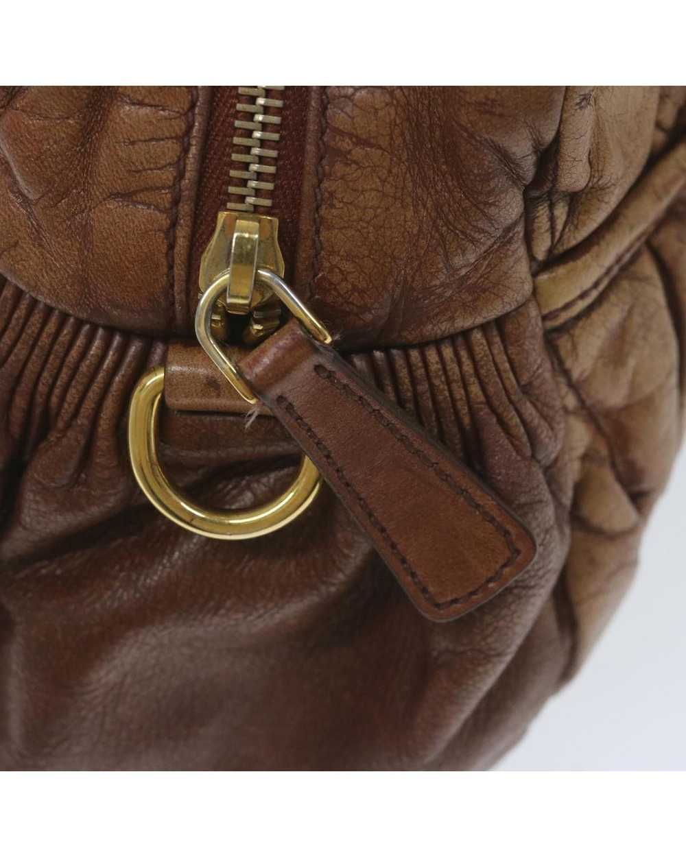 Miu Miu Brown Leather Quilted 2-way Handbag with … - image 10