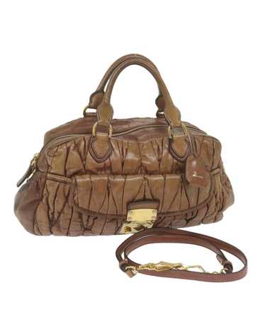 Miu Miu Brown Leather Quilted 2-way Handbag with … - image 1