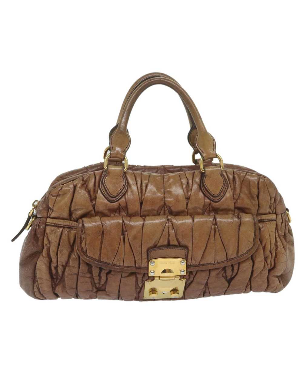Miu Miu Brown Leather Quilted 2-way Handbag with … - image 2
