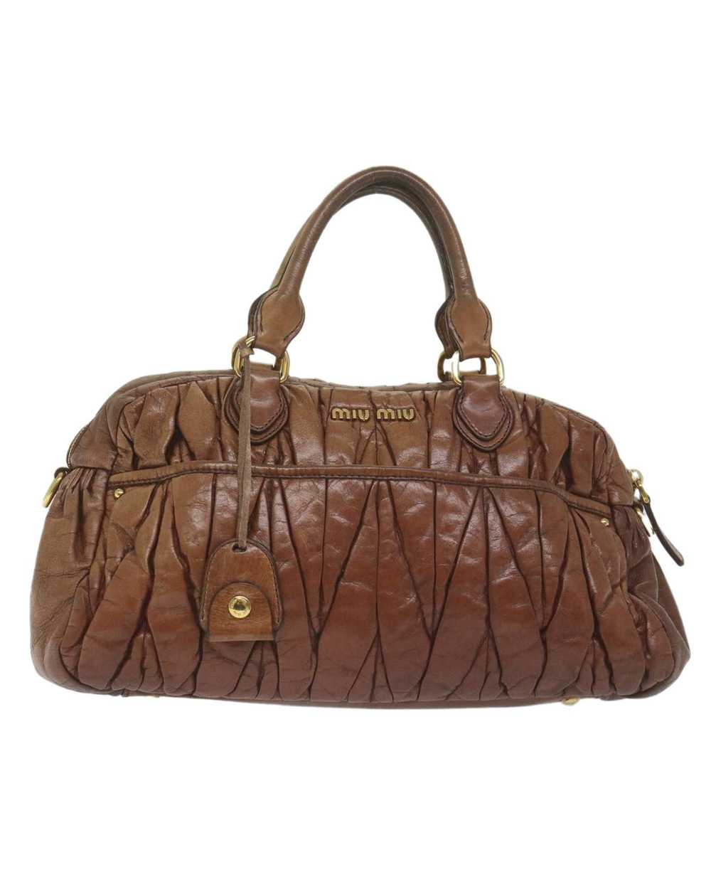 Miu Miu Brown Leather Quilted 2-way Handbag with … - image 3