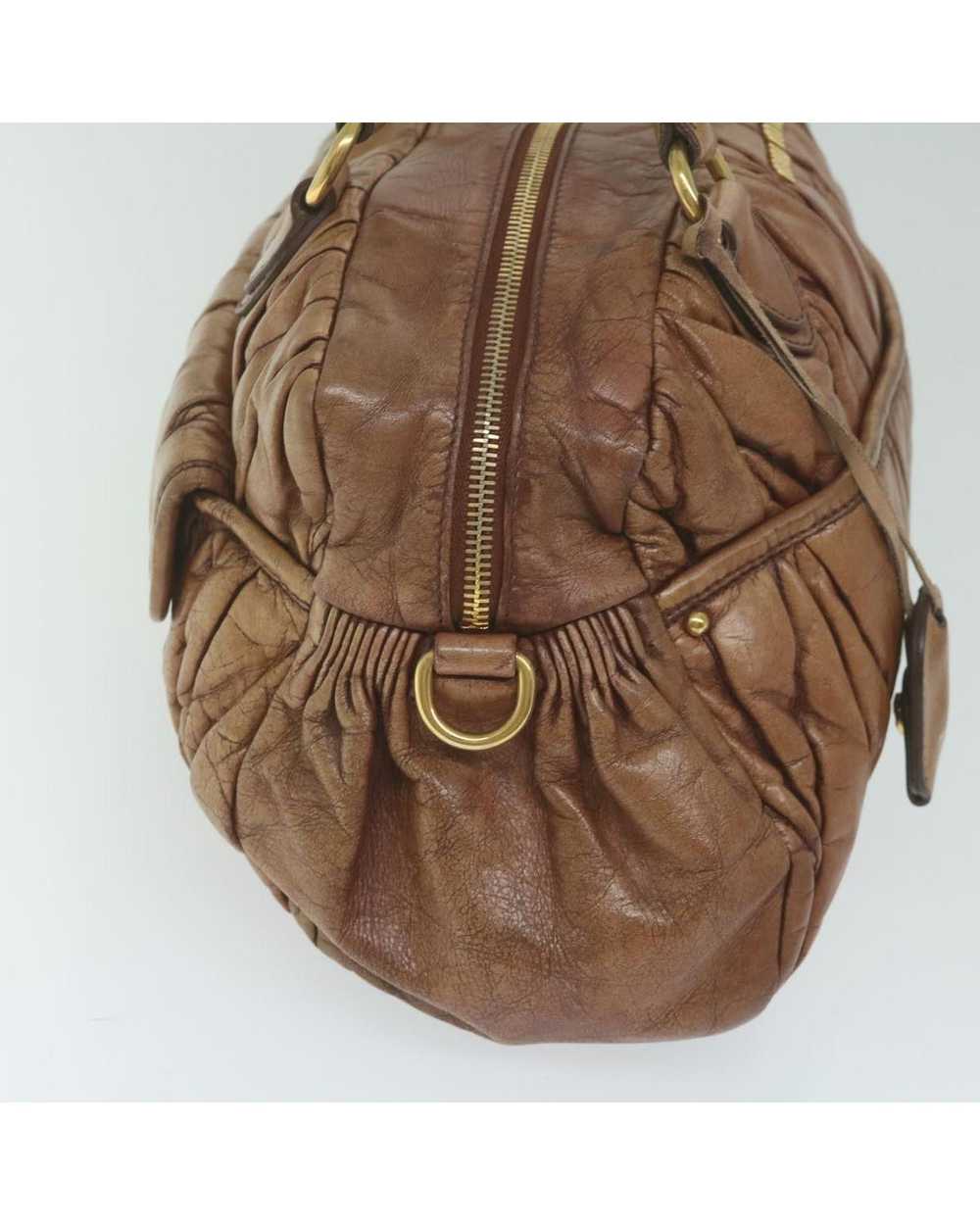 Miu Miu Brown Leather Quilted 2-way Handbag with … - image 4