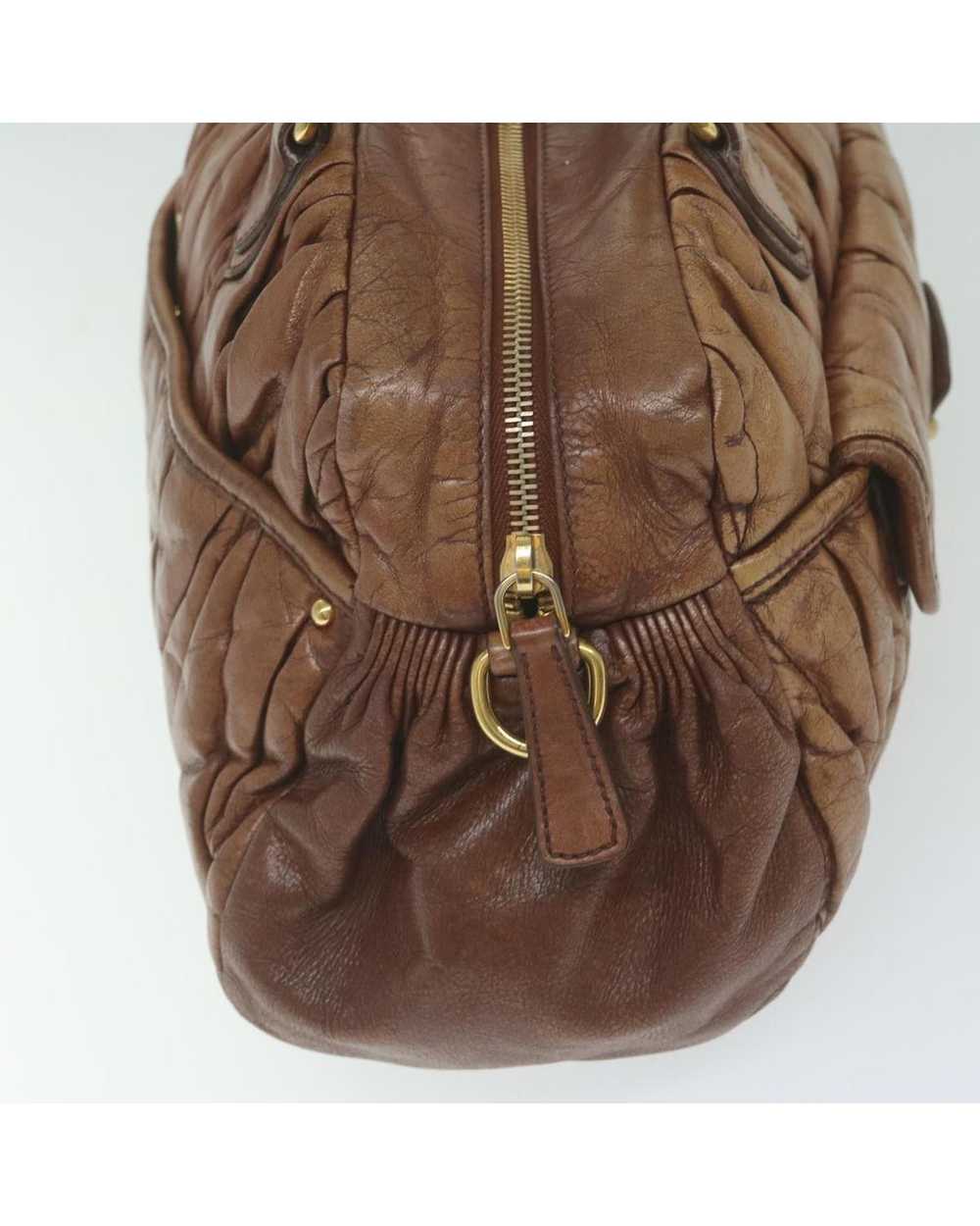 Miu Miu Brown Leather Quilted 2-way Handbag with … - image 5