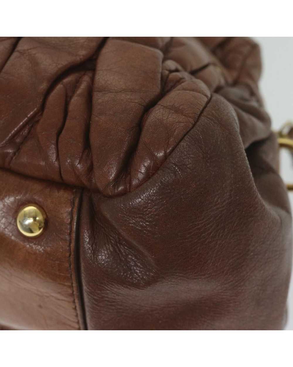 Miu Miu Brown Leather Quilted 2-way Handbag with … - image 6