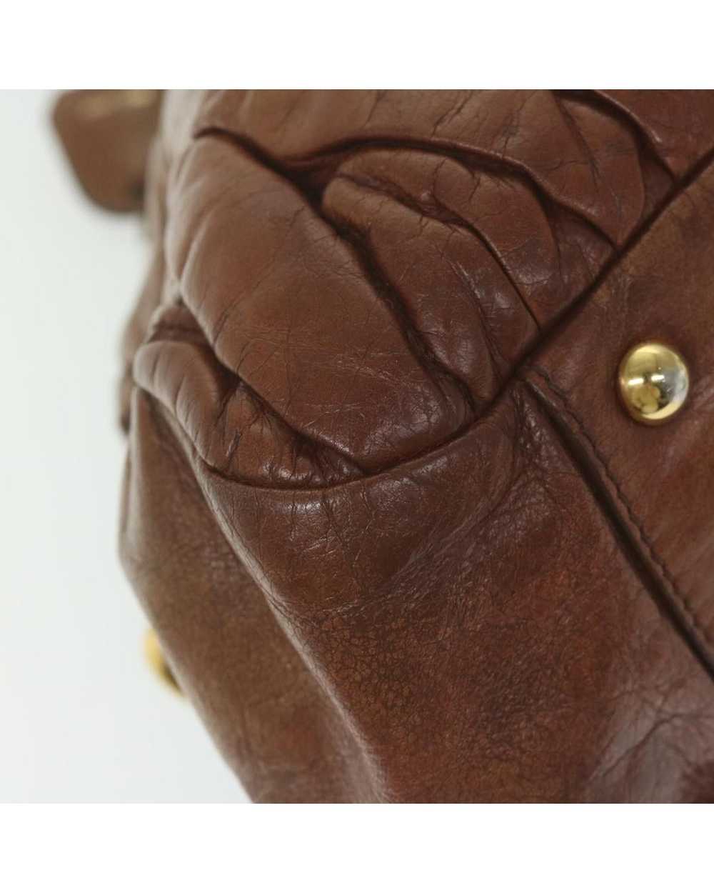 Miu Miu Brown Leather Quilted 2-way Handbag with … - image 7