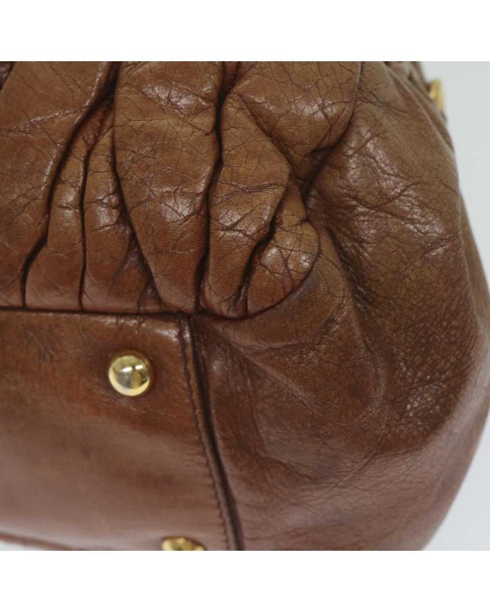 Miu Miu Brown Leather Quilted 2-way Handbag with … - image 8