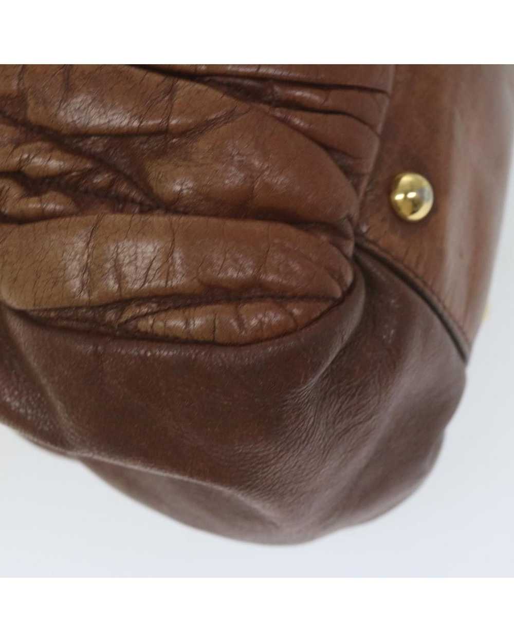 Miu Miu Brown Leather Quilted 2-way Handbag with … - image 9