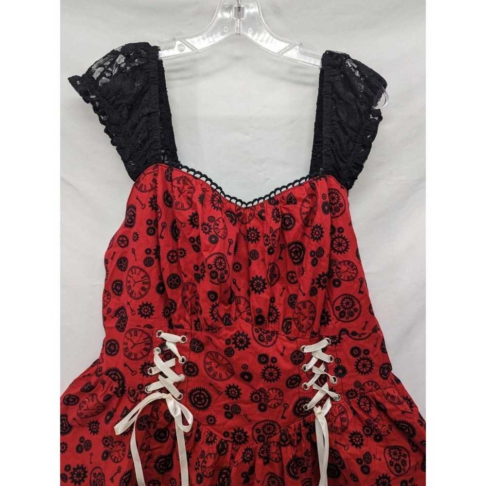 Steampunk Lolita Red Gears Dress Lace Straps Red/… - image 2