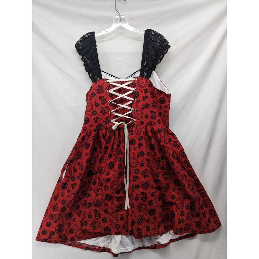 Steampunk Lolita Red Gears Dress Lace Straps Red/… - image 4