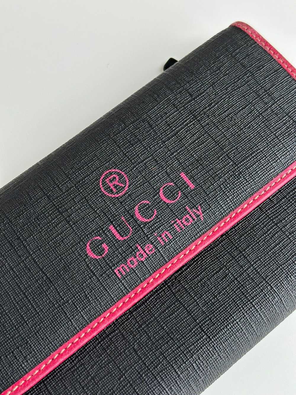 Gucci × Vintage Gucci Canvas Trifold Black Pink P… - image 3