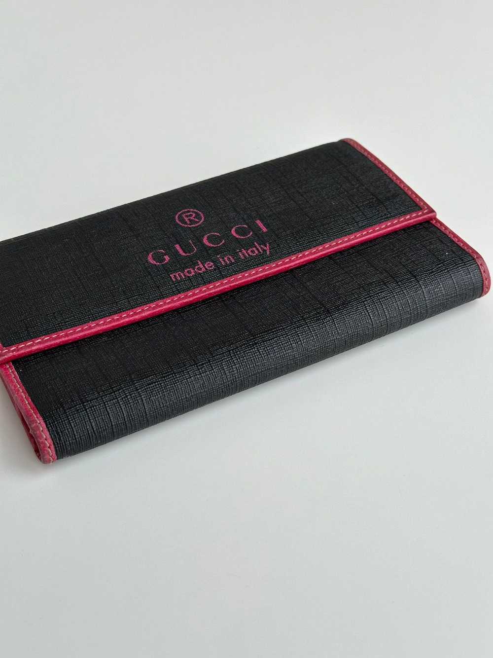 Gucci × Vintage Gucci Canvas Trifold Black Pink P… - image 7