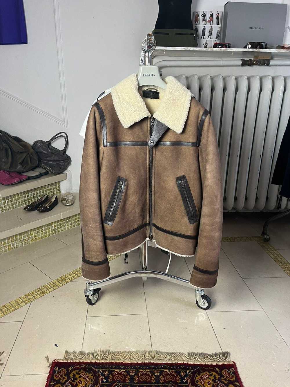 Prada Prada FW04 Shearling Aviator Leather Jacket - image 3