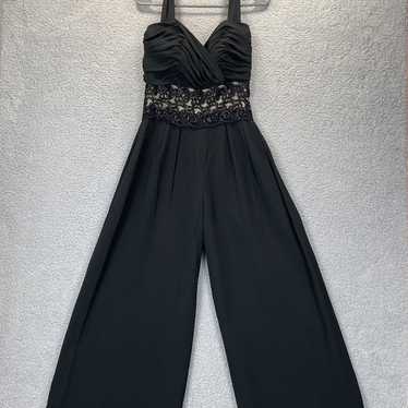 VTG 90s Jumpsuit Womens 8 Black Halter Embellished